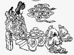 中国风手绘白酒历史图素材