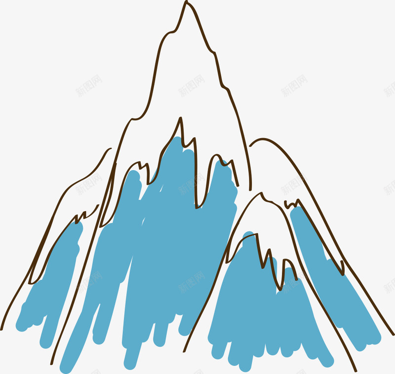 手绘雪山png免抠素材_新图网 https://ixintu.com 卡通雪山 山丘 手绘卡通雪山 雪山