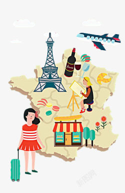 矢量法国地图法国美食地图高清图片