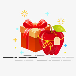 白底水果礼盒卡通平安果礼物元素高清图片