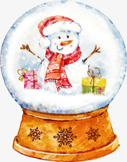 水晶球里的雪人手绘风雪人水晶球矢量图高清图片