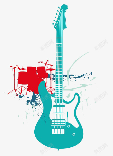乐队logo图标png_新图网 https://ixintu.com 免抠乐队logo 免抠乐队标志 新图网 标志 标识 蓝色的吉他