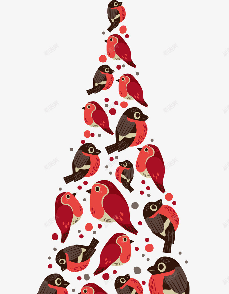 可爱的一群小鸟组成的树矢量图ai免抠素材_新图网 https://ixintu.com 创意 圣诞节 小鸟 简笔画 矢量图