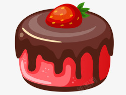 粉红色美味巧克力草莓蛋糕圆形下素材