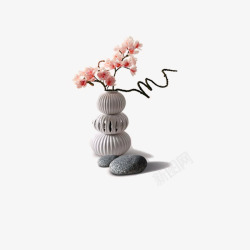 仿古彩陶摆件中国风实木家具花瓶摆件高清图片