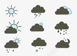 春雨背景清新版天气图标太阳雪花高清图片