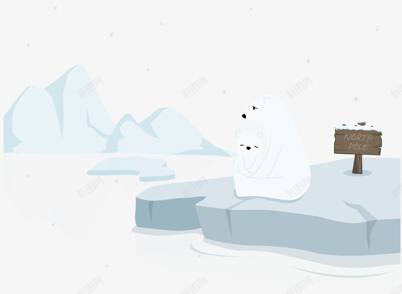 冰山融化png免抠素材_新图网 https://ixintu.com 全球变暖 冰块 卡通 木牌 模型 灾害