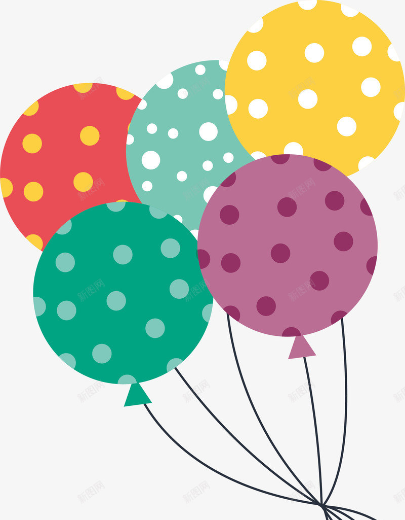 彩色波点气球束矢量图ai免抠素材_新图网 https://ixintu.com 气球 气球束 波点气球 派对气球 浪漫气球 矢量png 矢量图