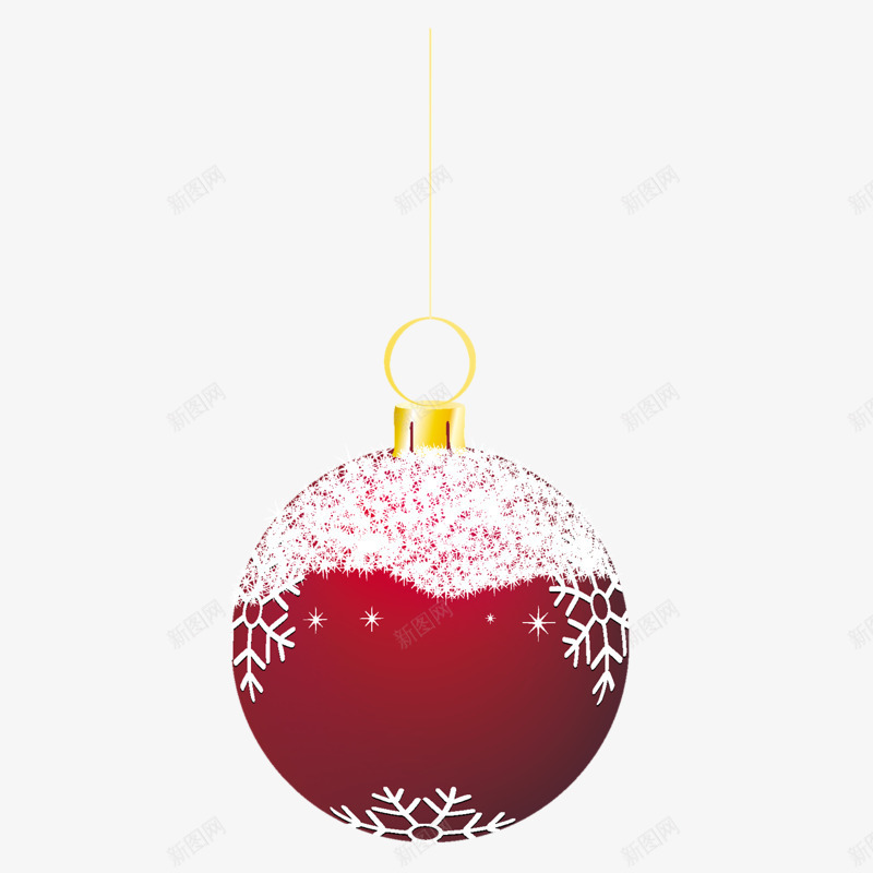 圣诞铃铛png免抠素材_新图网 https://ixintu.com 圆形 圆铃铛 垂吊 红色 雪花图案