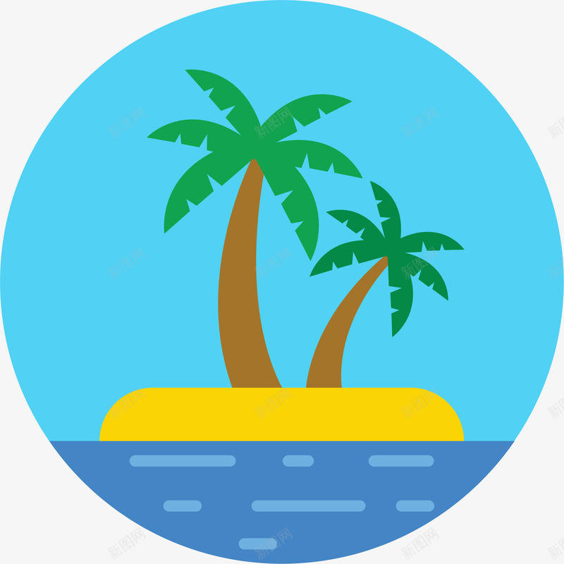 孤岛扁平化图标png_新图网 https://ixintu.com 图标icon 孤岛 小岛 岛屿 扁平化图标 椰子树 海洋 海洋岛屿