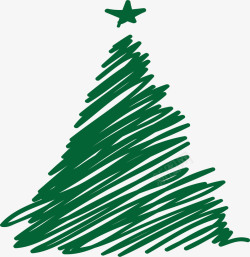 圣诞树涂鸦绿色线条涂鸦圣诞树高清图片