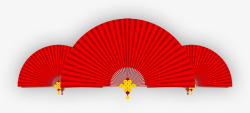 樱花林子红色中国风古典扇子高清图片