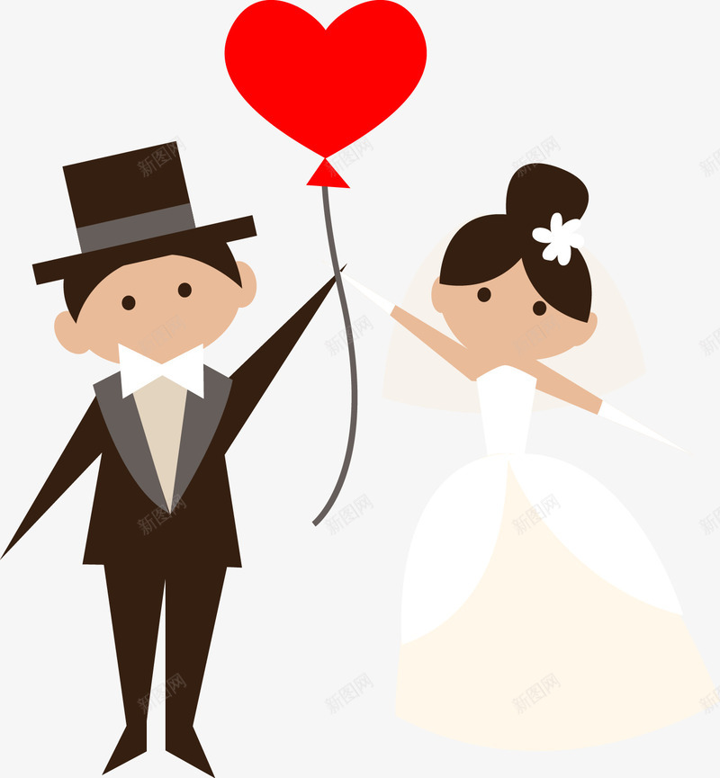 新婚夫妇手中的气球png免抠素材_新图网 https://ixintu.com PNG图形 PNG装饰 婚礼 气球 结婚 装饰