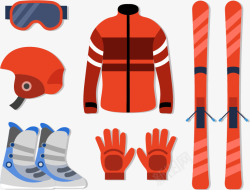 滑雪用具冬日滑雪服矢量图高清图片