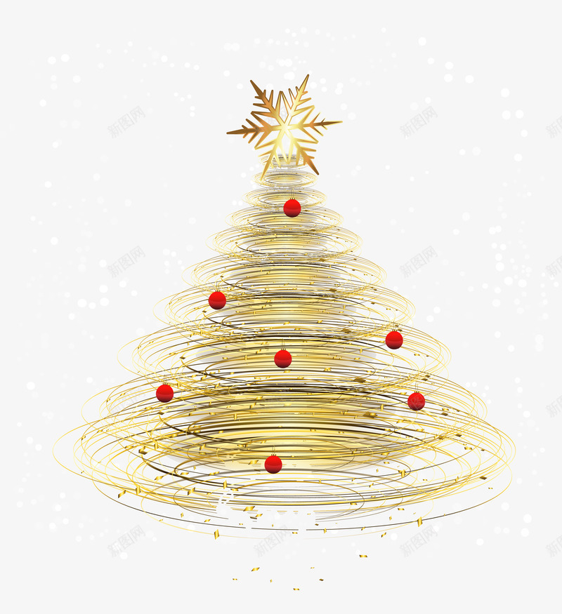 金色线条抽象圣诞树png免抠素材_新图网 https://ixintu.com 抽象圣诞树 线条 金色 雪花