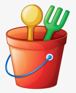 玩具桶放勺子叉子的塑料桶高清图片