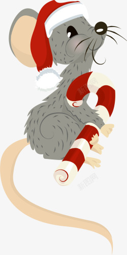 老鼠帽圣诞节灰色可爱老鼠高清图片