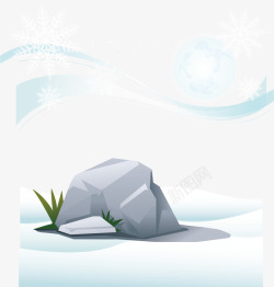 雪地石头雪地大雪雪花石头元素高清图片