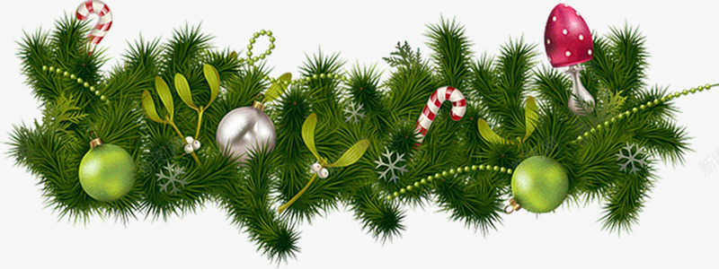 手绘绿色植物圣诞节装饰png免抠素材_新图网 https://ixintu.com 圣诞节 绿色植物 装饰