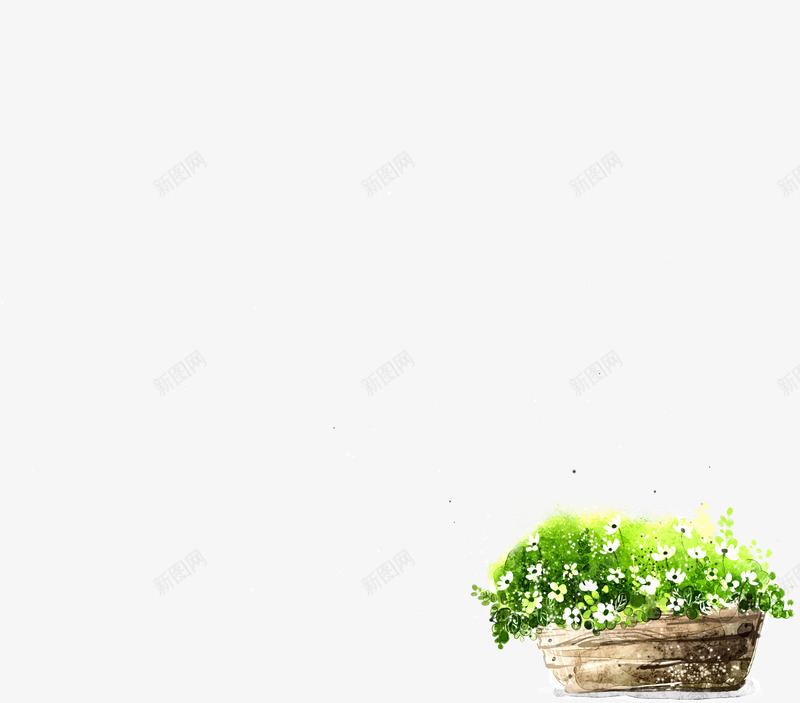 绿色植物盆栽白色小花png免抠素材_新图网 https://ixintu.com 白色 盆栽 绿色植物