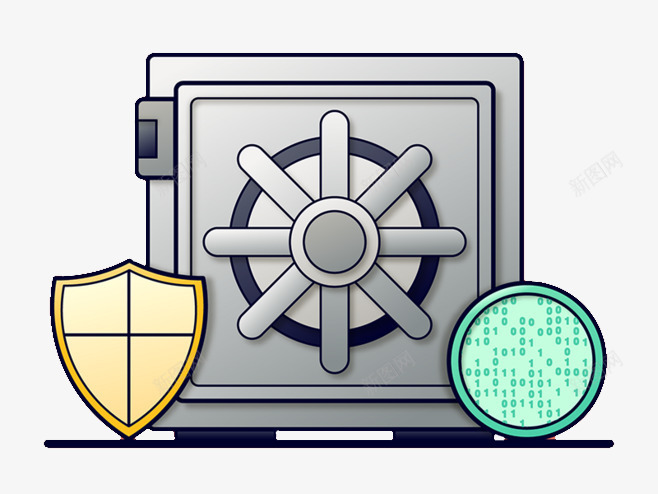 卡通密码箱png免抠素材_新图网 https://ixintu.com 卡通 密码箱 扫描 理财 盾牌 金融