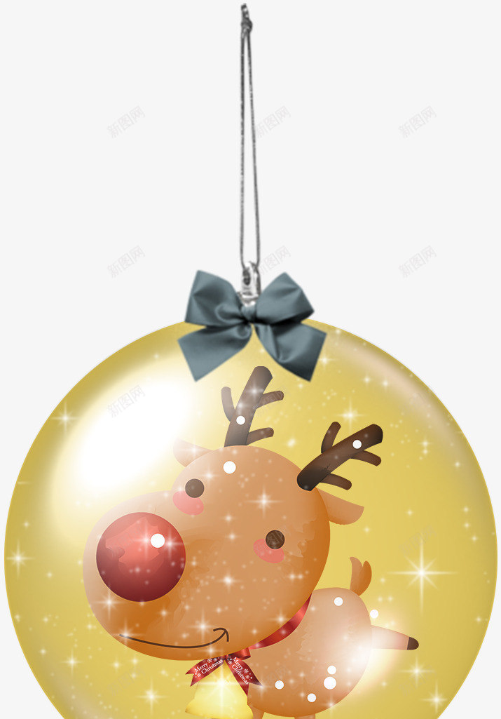 麋鹿图案的圣诞灯球psd免抠素材_新图网 https://ixintu.com 动物 卡通 圣诞树 挂饰 灯球 装饰 麋鹿图案