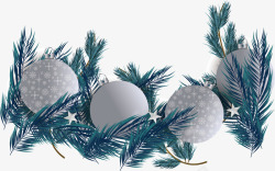 银色树枝手绘圣诞球形矢量图高清图片