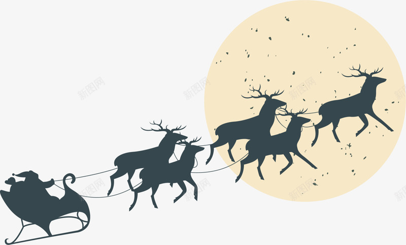圣诞节绿色麋鹿拉车png免抠素材_新图网 https://ixintu.com 喜庆 圣诞老人 圣诞节麋鹿 绿色麋鹿 麋鹿拉车 黄色月亮