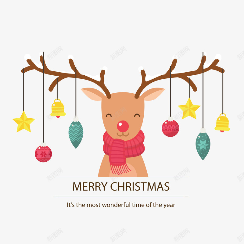 圣诞节驯鹿海报矢量图ai_新图网 https://ixintu.com 圣诞节 灯饰 节日海报 装饰 驯鹿 矢量图