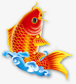 金色中国风新年鲤鱼素材