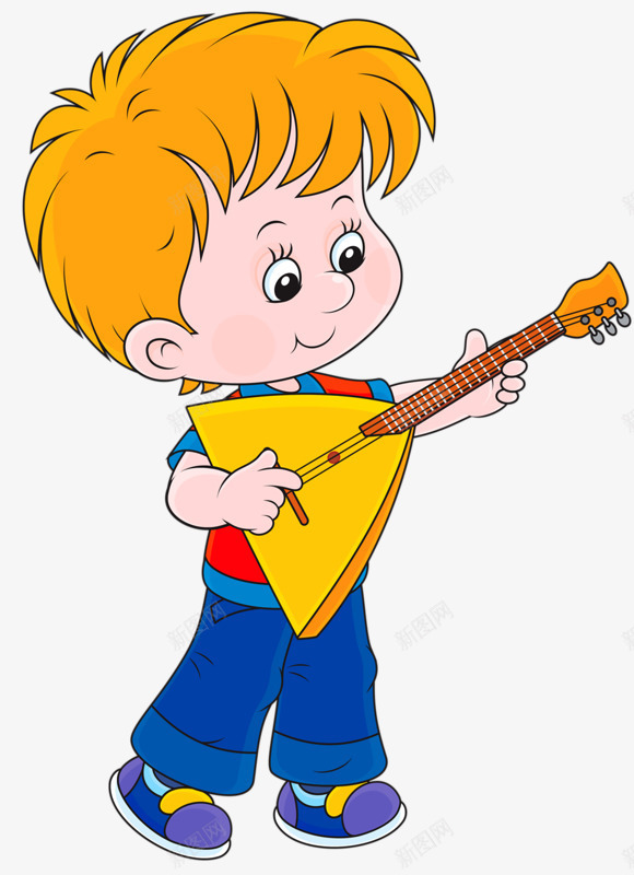 弹吉他的男孩png免抠素材_新图网 https://ixintu.com 乐器 吉他 手绘 男孩 音乐 黄色