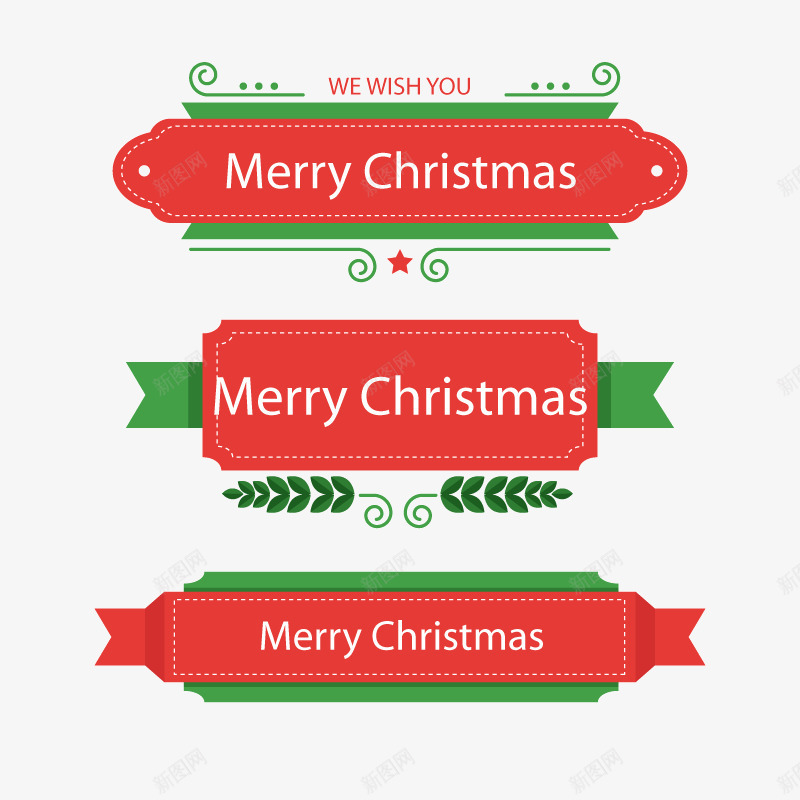 圣诞节节日装饰标签标牌png免抠素材_新图网 https://ixintu.com 圣诞节 标牌 标签 红绿色 节日装饰