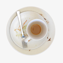 盘子茶杯未洗的白色瓷盘餐具高清图片