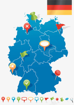 蓝色德国地图素材