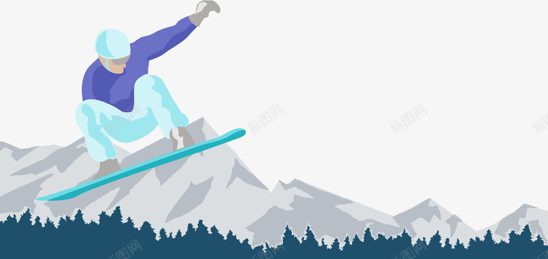 手绘卡通人物雪山滑雪png免抠素材_新图网 https://ixintu.com 动画 卡通人物 广告设计 手绘 滑雪 雪山