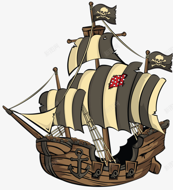卡通海盗船只帆船png免抠素材_新图网 https://ixintu.com 卡通手绘 帆船 海盗船 船只