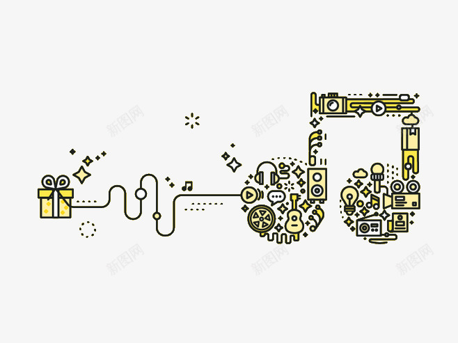 软件集合音符png免抠素材_新图网 https://ixintu.com 应用软件 音符 黄色