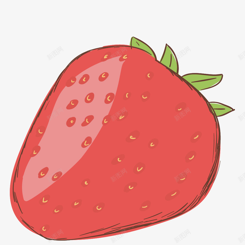 卡通手绘红色的草莓png免抠素材_新图网 https://ixintu.com 创意 动漫动画 卡通手绘 水果 红色的草莓 艺术