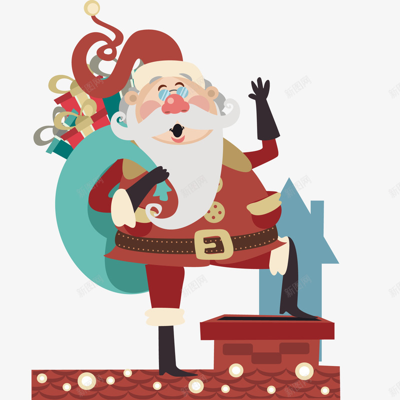 烟囱上的圣诞老人矢量图ai免抠素材_新图网 https://ixintu.com 圣诞老人 平安夜 烟囱 礼物 红色 矢量图