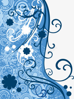 蓝色小花边框片素材