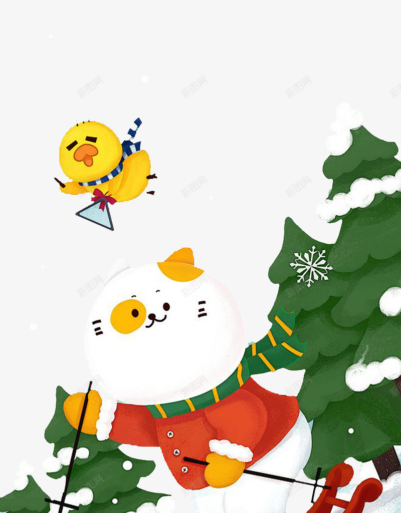 冬至圣诞插画psd免抠素材_新图网 https://ixintu.com 圣诞 圣诞促销 圣诞大促 圣诞快乐 圣诞来了 圣诞树 圣诞装饰 小鸡 平安夜 庆圣诞 猫 缤纷圣诞
