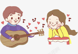 弹吉他的情侣卡通弹吉他的男人图高清图片