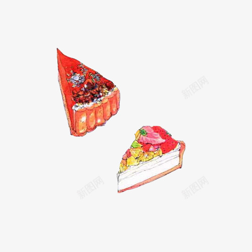 草莓奶油蛋糕手绘画片png免抠素材_新图网 https://ixintu.com 手绘美食 红色 草莓味 蛋糕