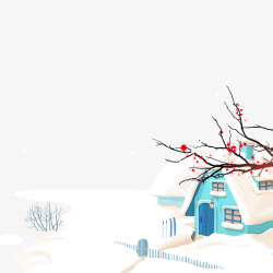 彩色景色冬季小木屋高清图片