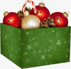 盒子里的圣诞彩球素材