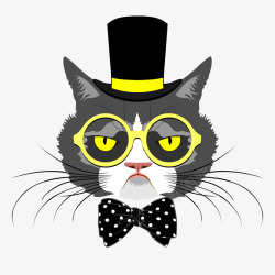 眼镜猫绅士的动物卡通矢量图高清图片