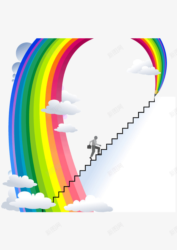彩虹云朵装饰图案png免抠素材_新图网 https://ixintu.com 云朵 云梯 彩条 彩虹 手绘 攀登 装饰图案