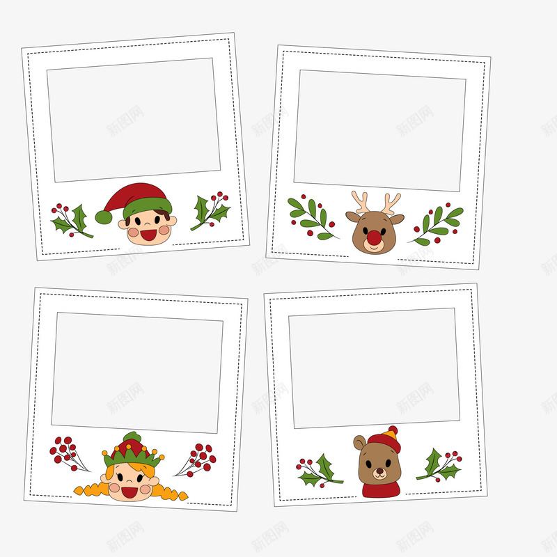 可爱圣诞节相片边框png免抠素材_新图网 https://ixintu.com 卡通 可爱 圣诞节 手绘 相片 装饰边框