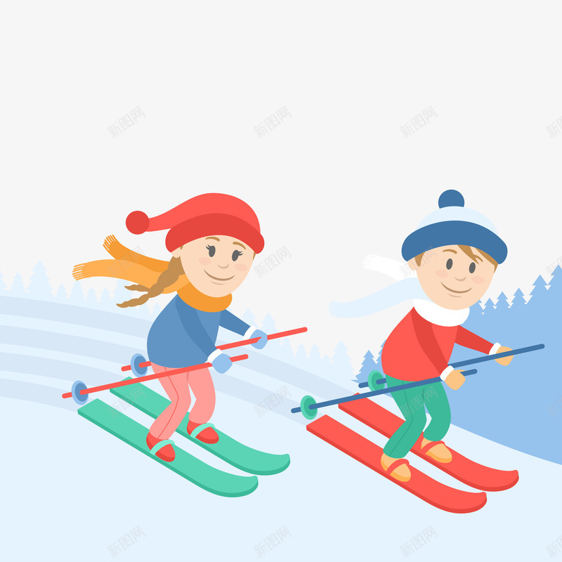 卡通人物滑雪元素png免抠素材_新图网 https://ixintu.com 卡通人物 卡通元素 卡通滑雪场 小人 滑雪人物 滑雪橇 相约滑雪