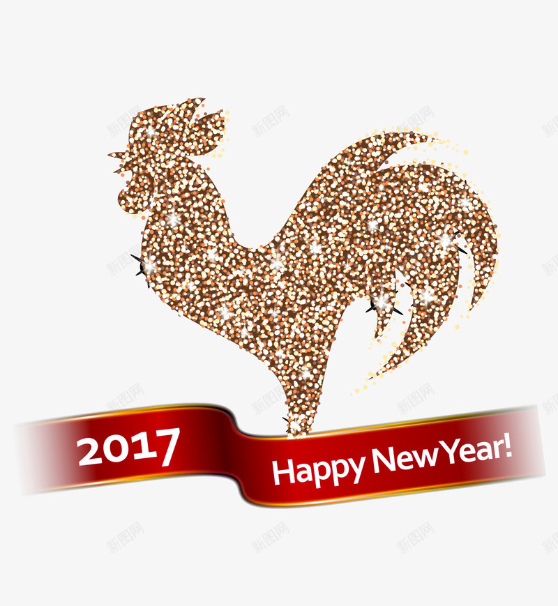 2017新年元素闪光鸡年png免抠素材_新图网 https://ixintu.com 2017新年快乐 平面新年素材 新年元素 闪光鸡形 鸡年快乐